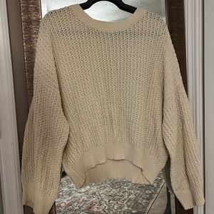 Pink lily cream sweater, balloon sleeve. Size small.